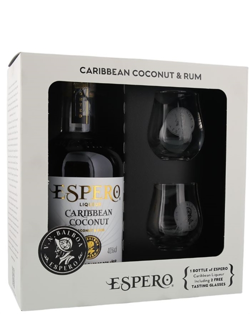 A. Michler Ron Espero Coconut & Rum Giftbox with 2 glasses Rum-Liqueur 70 cl 40%