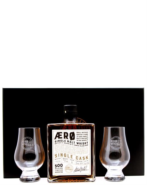 Ærø Single Cask No 6. Whisky.dk Gift set with 2 glasses of Single Malt Danish Whisky 50 cl 60%