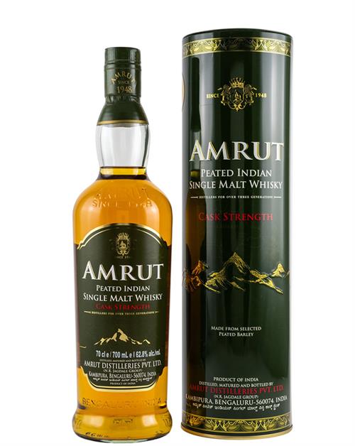 Amrut Peated Cask Strength Indian Single Malt Whisky 70 cl 62,8%.