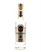 Beluga Noble miniature bottle with white label and small fish emblem