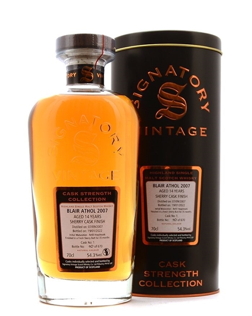 Blair Athol 2007 Signatory 14 year Sherry Butt Single Highland Malt Whisky