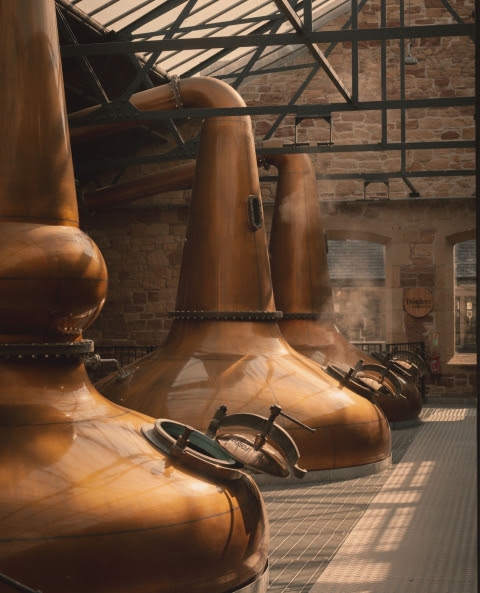 Copper stills at The Borders Distillery in Hawick