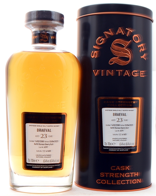 Braeval 2000/2023 Signatory Vintage 23 Year Old Single Speyside Malt Scotch Whisky 60.4%