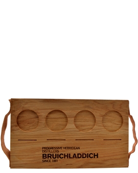 Bruichladdich Whisky Oak Tray with Glencairn glasses with Logo