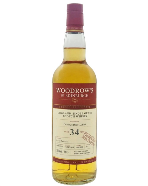 Cambus 1991/2025 Woodrows of Edinburgh 34 Year Old Lowland Single Grain Scotch Whisky 52%