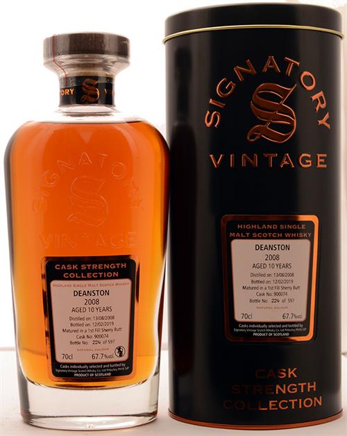 Deanston 2008/2019 Signatory Vintage 10 Year Highland Single Malt Scotch Whisky 67.7%.