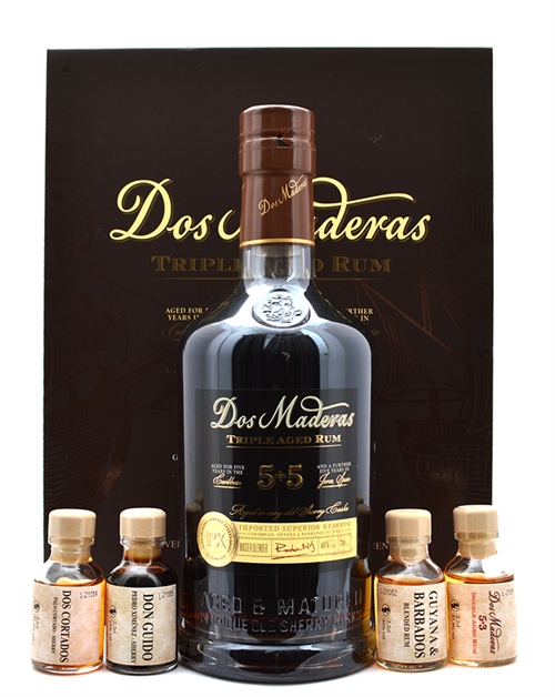 Dos Maderas Giftbox Ron Añejo 5+5 years old with Miniature Rum 2,2 cl 40%