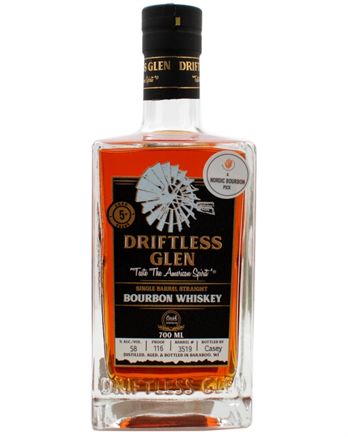 Driftless Glen Single Barrel Cask Strength Straight Bourbon Whiskey 58%