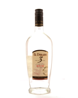 El Dorado 3 years Charcoal Filtered White Guyana Rum 40%.