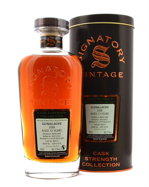 Glenallachie 2008/2022 Signatory Vintage 13 years Sherry Butt Single Speyside Malt Scotch Whisky 63,7% Scotch Whisky