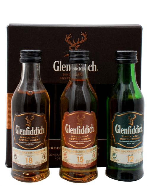 Glenfiddich Miniature Giftbox 12+15+18 years old Single Malt Scotch Whisky 3x5 cl 40%