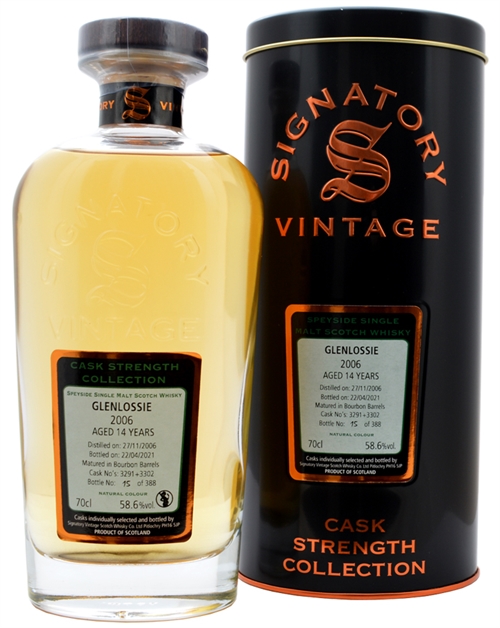 Glenlossie 2006/2021 Signatory 14 Year Old Bourbon Barrel Single Speyside Malt Whisky 58,6%