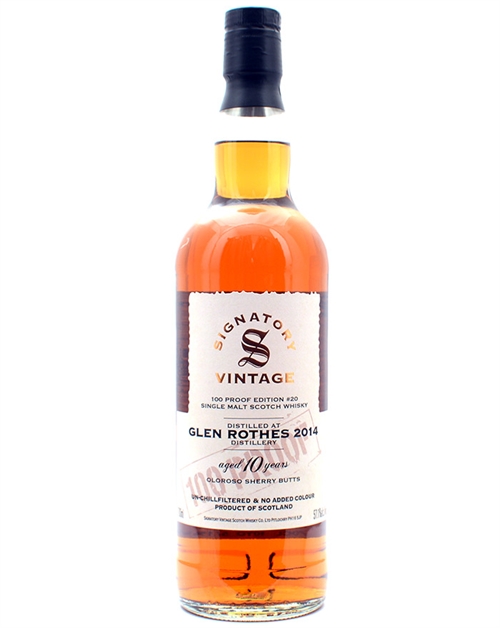 Glenrothes 10 year old Signatory 100 Proof Edition #20 Single Malt Scotch Whisky 57,1%