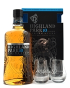 Highland Park 10 years old Viking Scars Giftbox w. 2 glass Single Orkney Malt Scotch Whisky 40%