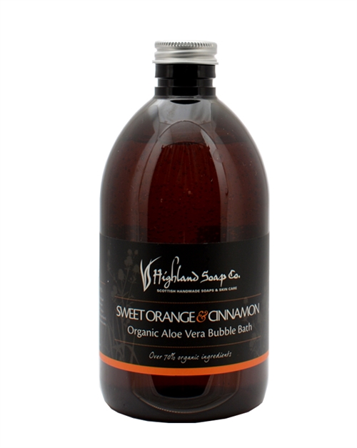 Highland Soap Co Orange & Cinnamon Organic Aloe Vera Bubble Bath 500ml