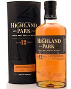Highland Park 12 year old Old Version 10 Single Orkney Malt Whisky 40%