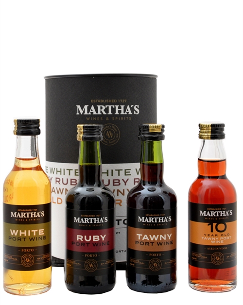 Martha’s Miniature Set Ruby, Tawny, White and 10 Year Old Port Wine 4x5 cl 19.5–20%