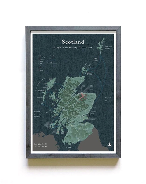 Matte Scottish Distillery Map 42x59.4 cm Poster A2