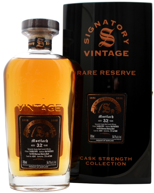 Mortlach 1991/2023 Signatory 32 Years 35th Anniversary Single Speyside Malt Scotch Whisky 54.1%