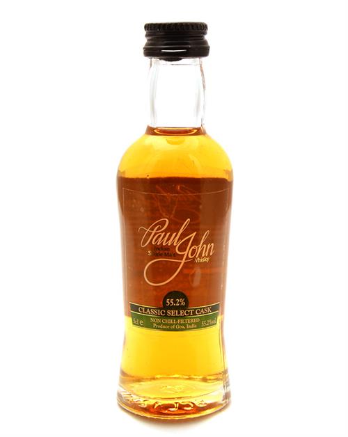 Paul John Miniature Classic Selected Cask Indian Single Malt Whisky 5 cl 55,2%.