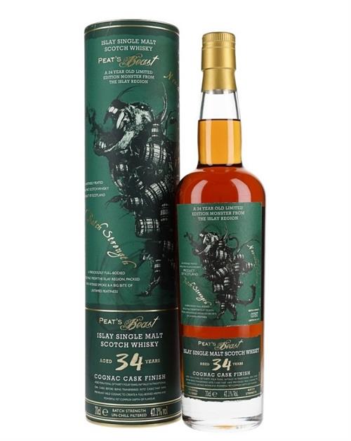 Peats Beast 34 years Cognac Cask FInish Single Islay Malt Scotch Whisky 70 cl 47.1 percent alcohol and 70 centiliters 