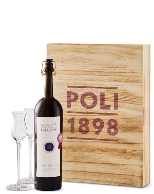 Poli Grappa di Sassicaia Jacopo Edizione Speciale 30 Anni Gift Box with 2 Glasses 50CL  40%