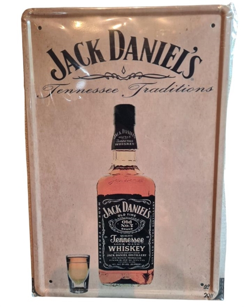 Retro Metal Sign - Jack Daniels White with little glass