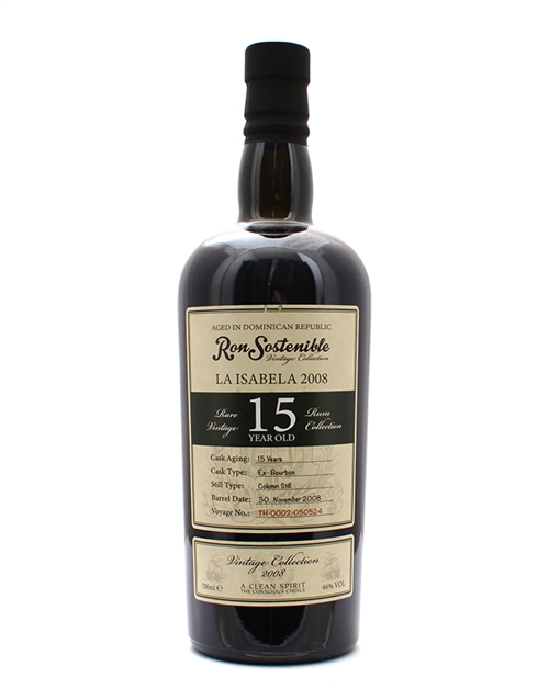 Ron Sostenible 15 years old La Isabella Vintage Collection 2008 Dominican Republic Rum 70 cl 46%