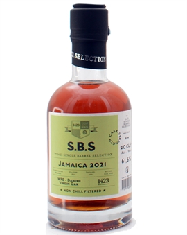 SBS Jamaica 2021 WPE Danish Virgin Oak Miniature Single Barrel Selection Jamaica Rum 20 cl 61,6%