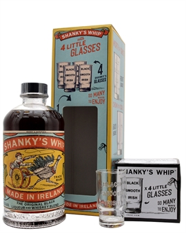 Shanky's Whip Gift Set Irish Liqueur with 4 Shot Glasses 70 cl 33%