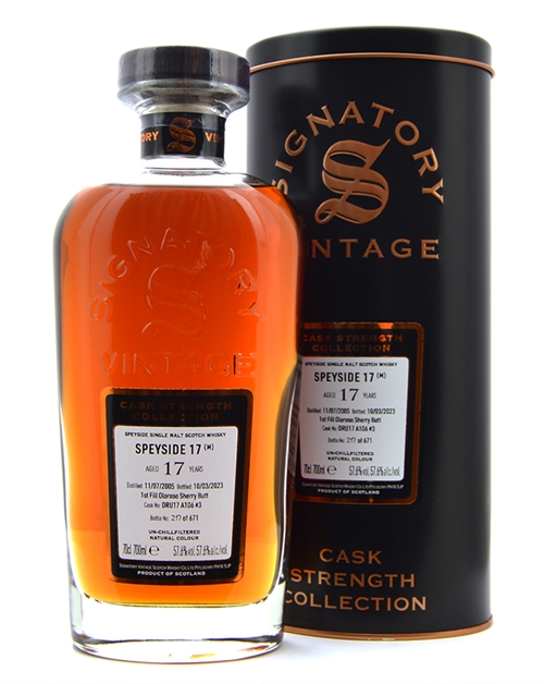 Speyside 17 (M) 2005/2023 Cask 3 Signatory Vintage 17 years Speyside Single Malt Scotch Whisky 57.6% Single Malt Scotch Whisky