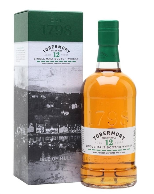 Tobermory 12 years Isle of Mull Single Malt Scotch Whisky 70 cl 46,3% 46,3%.