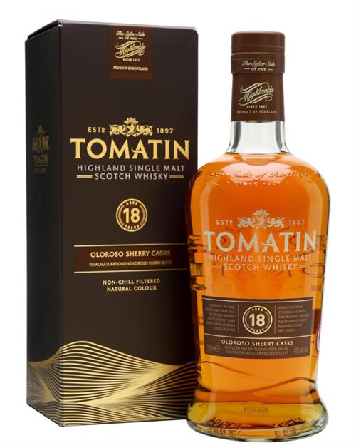Tomatin 18 years old Oloroso Sherry Casks Single Highland Malt Whisky 70 cl 46%