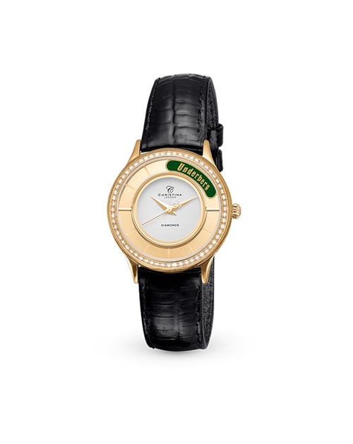 Underberg Ladies\' Collect Watch in Gold Plated Steel with Element and Top Ring with 60 White Stones