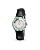 Underberg Steel Ladies Collect Watch with Element and Top Ring with 60 Green Stones