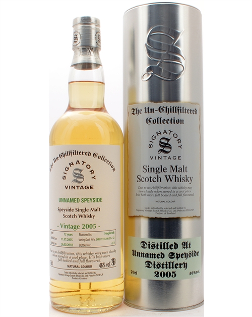 Unnamed Speyside 2005/2018 Signatory Vintage 12 Year Old Single Speyside Malt Scotch Whisky 70 cl 46%
