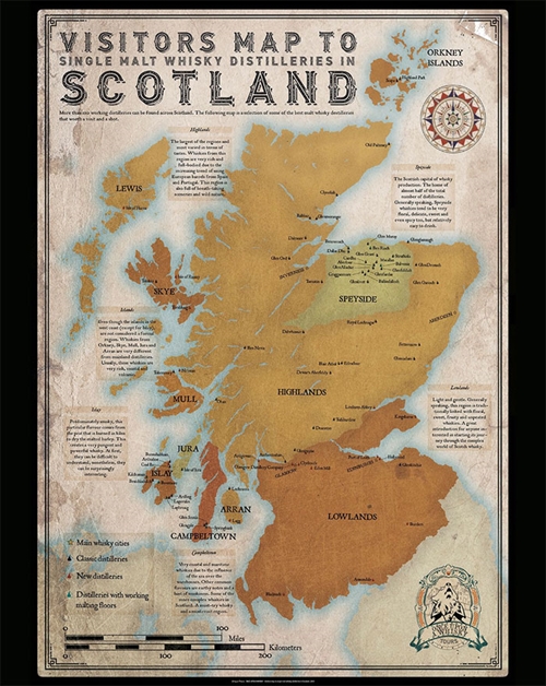 Buy Visitors Map to Single Malt Whisky Poster Fast shipping