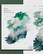 Watercolour Irish Distillery Map 29,7x42 cm Poster A3