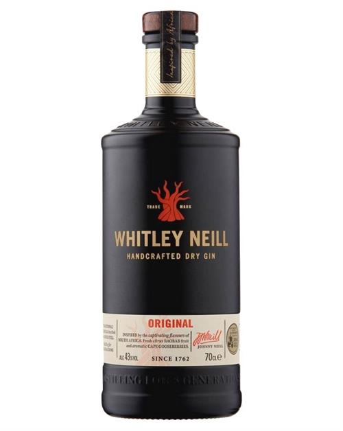 Whitley Neill Gin Handcrafted Dry Gin from England contains 70 centiliters with 43 percent alcohol