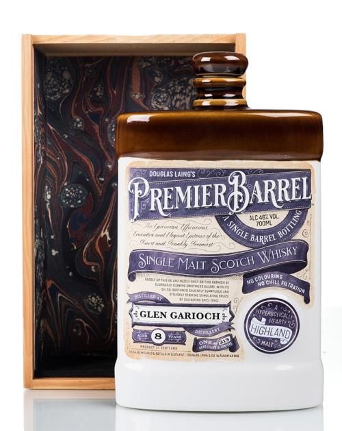 Ceramic bottle with Glen Garioch 8 years Douglas Laing Premier Barrel