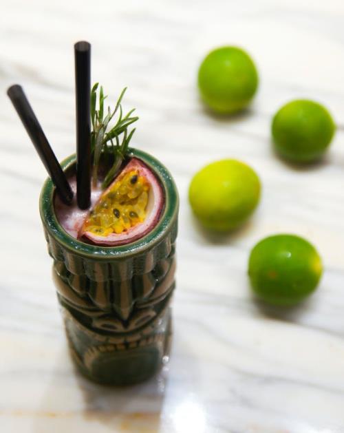 Tiki Cocktail with Passion Fruit