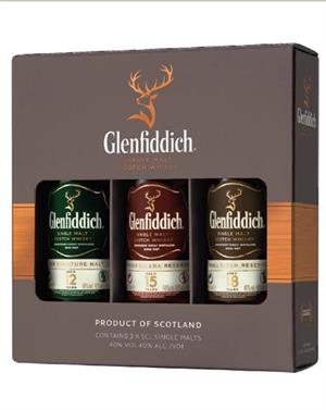 Glenfiddich Miniature Giftbox 12+15+18 years old Single Malt Scotch Whisky 3x5 cl 40%