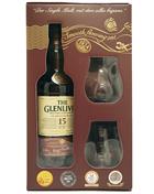 Glenlivet 15 year old with two glasses French Oak Single Speyside Malt Whisky 40%