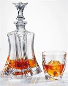 Crystal Decanter Floral with 6 whiskey glasses
